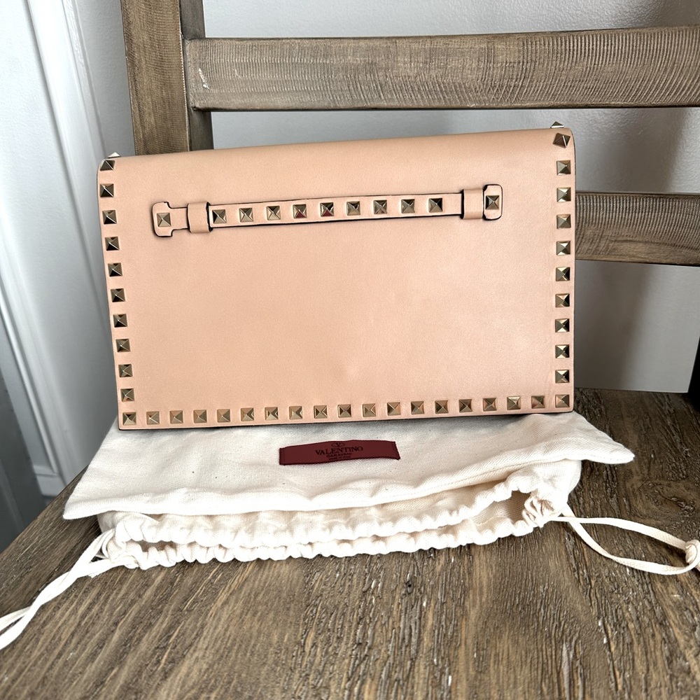 Authentic Valentino Leather Rockstud Clutch